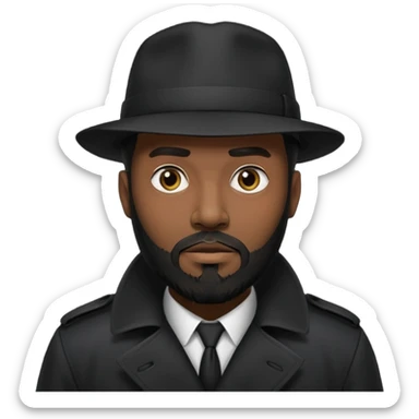 black bearded man in black in black trenchcoat  sticker