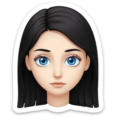long dark hair with big blue eyes and long dark eyelashes sticker