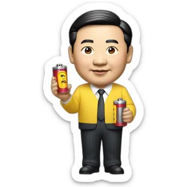 Xi Jinping holding li-ion batteries sticker