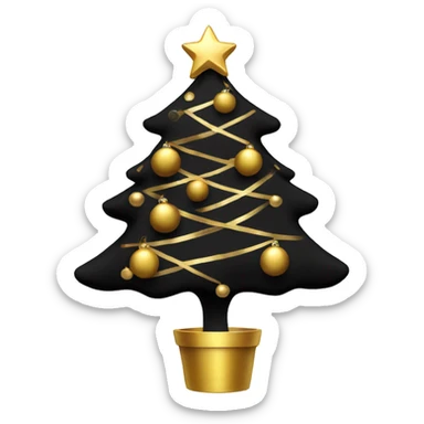 Black Christmas tree with gold ornaments sticker