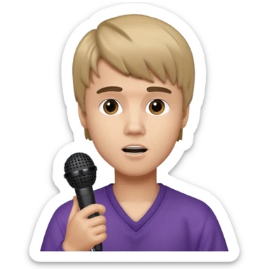 justin bieber with microphone sticker