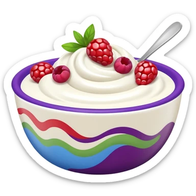 create a bowl with iogurt and berries emoji ios style  sticker