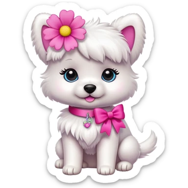 A cute  little Barbie Dog and flower sticker