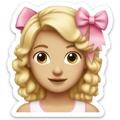Blonde girl with pink bows in her hair  sticker