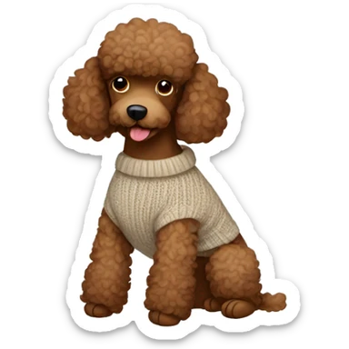 Brown poodle with a sweater  sticker