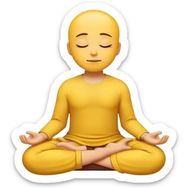 yellow emoji meditating, sitting cross-legged, peaceful expression sticker