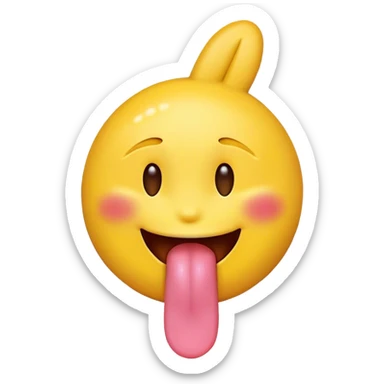 sticking tongue out with peace sign yellow emoji face sticker