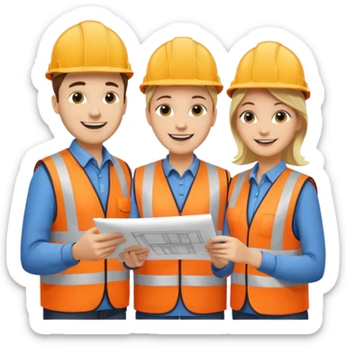 group of railway engineers behing a table sticker