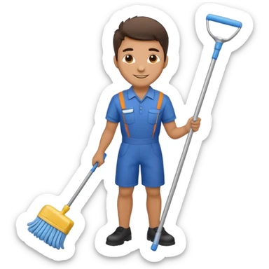 Cleaning man sticker