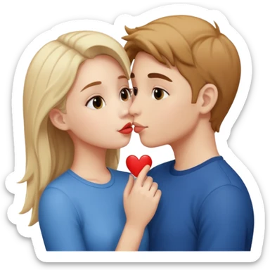 A Cute boy kissing a cute girl sticker
