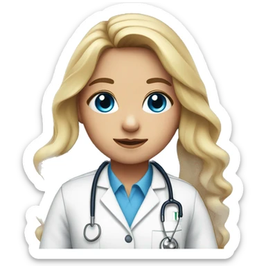 Blue eyes girl, long hair, dressed in a doctor uniform sticker