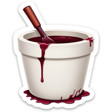 White plant pot that has been smashed and had red wine spilled on it  sticker