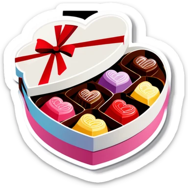 Valentine’s Day heart shaped box of chocolates sticker