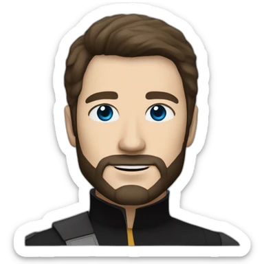 Startrek Handsome white man from Star Trek with Blue eyes and short brown hair and black beard startrek sticker