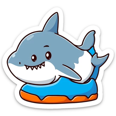 cool cartoon shark with blue Nike shoes sticker