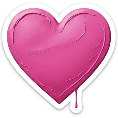 pink heart on canvas paint  sticker