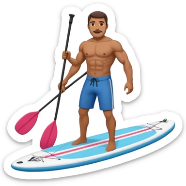 Muscular Paddle boarding Mexican man sticker