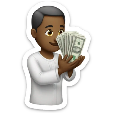 Praying hands with cash sticker