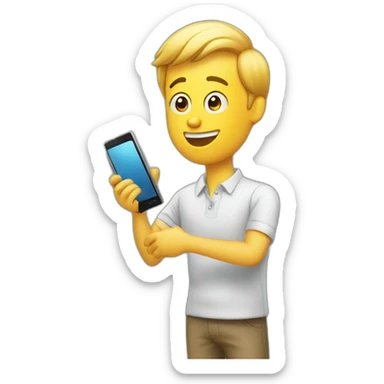 person watching cell phone happy sticker