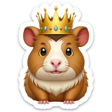 guinea pig demon king, regal and mischievous, with a tiny crown and small horns, emoji style sticker