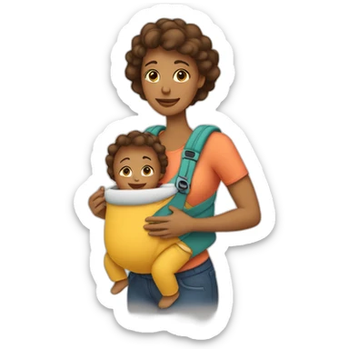 Mother carrying her baby in babycarrier sticker