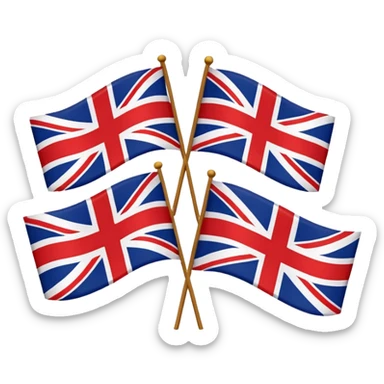 American and British flags together, waving in the wind, bold colors, iconic design sticker