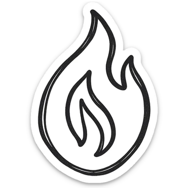 black icon with Naruto fire symbol, minimalist style sticker