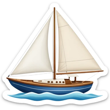 Sailboat – White sail on wooden hull sticker