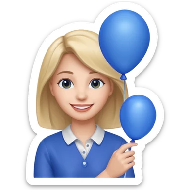 Woman with blue balloon sticker