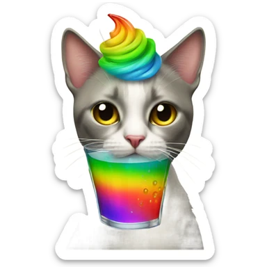 cat with a rainbow mohawk cocktail bartending sticker