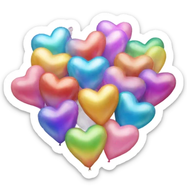 Iridescent heart balloons  sticker