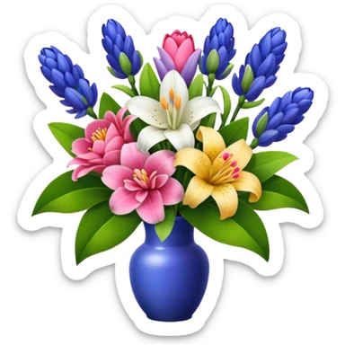 Lilies, hyacinths and camellias in a flower bouquet sticker