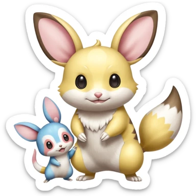 Tropical Exotic Minccino-Genet-Pachirisu-Emolga-fusion  sticker