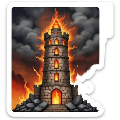 The tower tarot card in a card sticker