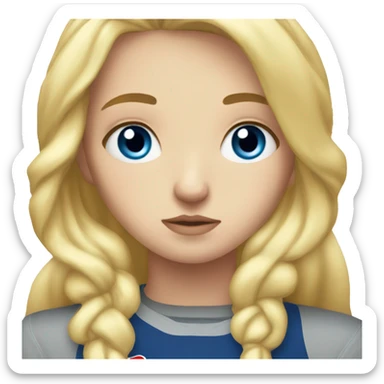 Sad blonde white girl with blue eyes holding a redbull sticker