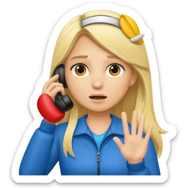 blonde cartoon girl long hair sports coach calling for a time out sticker