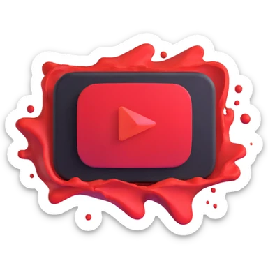red YouTube play button logo with motion blur sticker