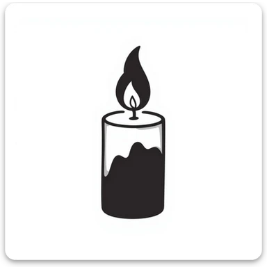A simple candle in the style of a hand-drawn doodle sticker