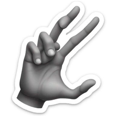 pointer and ring finger up, thumb in front of palm  between them sticker