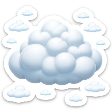 Cinematic Realistic Cumulus Emoji, Big and puffy, with cotton-like clouds floating in the clear blue sky. The rounded tops of the clouds glow with the light of the sun, while their soft, white texture adds a sense of calm and spaciousness. Soft glowing outline, capturing the essence of warmth, comfort, and peaceful skies in a perfect cumulus cloud! sticker