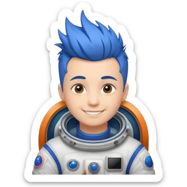 astronaut with short blue mohawk hair non helmet sticker
