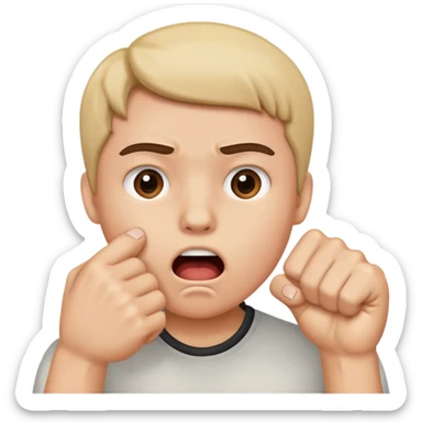 A person that is shocked/ suprised and has their hand in a fist over their mouth sticker