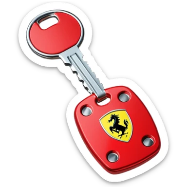 red Ferrari key with a black background sticker