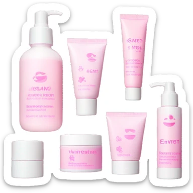 skincare set pink and white  sticker