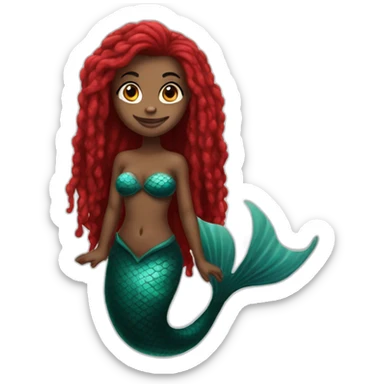 Black little mermaid with red dreadlocks sticker