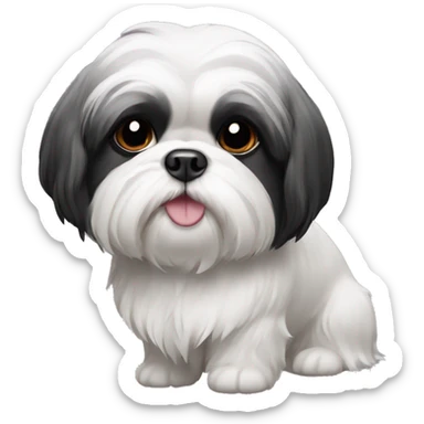 Black and white shihtzu dog sticker