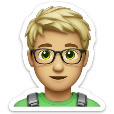 boy with green eyes and glasses sticker