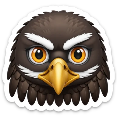simple eagle emoji DOT eyes, only pupils, solid black , no iris, no Sclera sticker