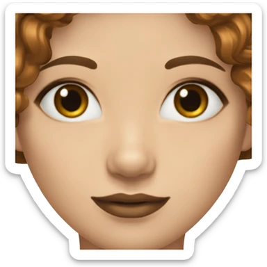 Femmme blanche aux yeux marron avec des cheveux noirs dont les pointes sont couleur marron foncé, une bouche moyenne, des yeux de sirène sticker