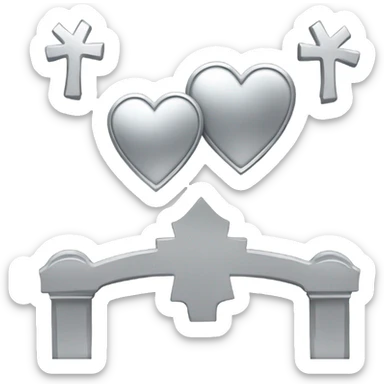 a black tombstone in silver RIP and a silver heart sticker